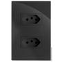Imagem de Cj Tomada Dupla 10A + 20A 4X2 Recta Grafite Gloss