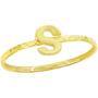 Imagem de Clássico W-2832-5 Unisex Gold Tone S Anel Martelado Inicial, S