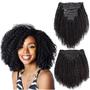 Imagem de Clipe de Cabelo Encaracolado Preto Natural 4a/4b - Conjunto Completo de Extensões