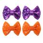 Imagem de Clipes de Laço de Cabelo de Halloween - Laranja e Roxo com Lantejoulas para Meninas