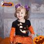 Imagem de Clipes de Laço de Cabelo de Halloween - Laranja e Roxo com Lantejoulas para Meninas