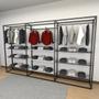 Imagem de Closet araras, guarda roupas aberto industrial com 23 peças preto e branco fdprb187