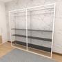Imagem de Closet araras, guarda roupas aberto industrial com 26 peças branco e preto fdbrp30