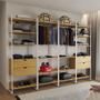 Imagem de Closet Industrial Casal Completo Loft Canela 4 Módulos Cabideiro com Gavetas Ferro Branco