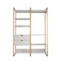 Imagem de Closet Industrial Casal Loft 2 Módulos Branco Cabideiro com Gavetas Base Dourada