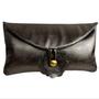 Imagem de Clutch Envelope Couro Chumbo Maria Flor 100% Couro