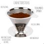 Imagem de Coador De Café Em Aço Inox Pequeno TAM 101 Não Utiliza Filtro de Papel Filtro de Café Reutilizável