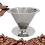 Imagem de Coador Grande Suporte Tamanho 103 Permanente Filtro de Café Pour Over Reutilizável em Aço Inox