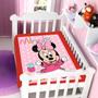 Imagem de Cobertor Infantil Para Bebê Menina 90x110m Minnie Patinhos Disney Antialérgico Jolitex Vermelho Rosa