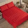 Imagem de Cobre leito colcha casal padrão bordada paris 3 peças cor vermelho