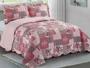 Imagem de Cobre Leito Colcha King Size Costurada Dupla Face Patchwork Estampada Camesa