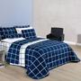 Imagem de Cobre Leito King Square Micropercal 200 fios 3pç 100% Poliéster - Azul