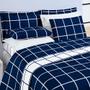 Imagem de Cobre Leito King Square Micropercal 200 fios 3pç 100% Poliéster - Azul