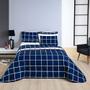 Imagem de Cobre Leito King Square Micropercal 200 fios 3pç 100% Poliéster - Azul