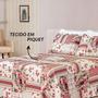 Imagem de Cobre Leito Queen  Arezzo Tecido Piquet 03 Peças Patchwork Vermelho