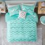 Imagem de Codi Metallic Teal and Silver Comforter Set, Full / Queen Size, Cute Aqua Turquesa Roupa de cama, 4 peças (2 Matching Sham + 1 travesseiro decorativo)