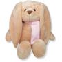 Imagem de coelho de pelucia caramelo com cachecol rosa lindo e fofo ideal para decoração