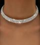 Imagem de Colar 3 Voltas Strass Choker Gargantilha Festa Prata C41