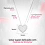 Imagem de Colar aço inoxidável feminino + pingente coração amor strass + caixa Qualidade Premium