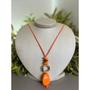 Imagem de Colar Argola Dourada Choker Pingente Em Resina Laranja Pedra