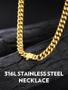 Imagem de Colar Bandmax Cuban Link Chain banhado a ouro 14K com 7 mm de largura