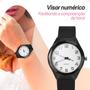 Imagem de colar brinco + relogio feminino aço prova dagua + caixa ajustavel original social preto coração moda