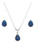 Imagem de Colar Brincos Zirconia Azul Conjunto Feminino Prata 925