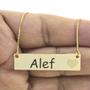 Imagem de Colar Chapinha Coração Gravação Personalizada Nome Alef Banhado Ouro 18K - 999006002