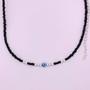 Imagem de Colar Chocker, 40 cm de comprimento mais extensor, com olho grego, confeccionado com miçangas e bolas em prata 925.