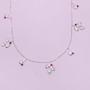 Imagem de Colar chocker, folhas com zircônia rosa, 40 cm + extensor, prata 925