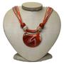 Imagem de Colar Choker Cordone Feminino Acetinado Pingente Pedra Resina Vermelho