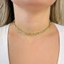 Imagem de Colar Choker Corrente Elos Duplo Banhado em Ouro 18k