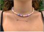 Imagem de Colar Choker Miçangas Disco Fimo Disquinhos de Borracha Colorida Feminino Masculino Moda Praia Verão Gargantilha