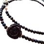Imagem de Colar Choker Pomba Gira Rosa Negra. Fio de Contas, Umbanda, Candomblé.