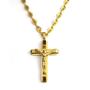 Imagem de Colar com Pingente de Crucifixo em Aço Inoxidável Dourado - Masculino