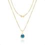 Imagem de Colar Cordão Feminino Veneziana Ouro18k 750 45cm + Ponto De Luz Zircônia Água Marinha