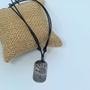 Imagem de Colar Cordão Fio de Couro com Pingente Placa Mãos Pai e Filho /Gargantilha Masculino e Feminino Regulavel Preto