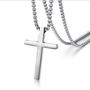 Imagem de Colar Corrente Com Pingente de Crucifixo Cruz Metal Aço Inox Cirúrgico Cordão Prateado Casual