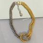 Imagem de Colar Corrente Elo Duplo Grossa elos 6mm com Nó Folheado Ouro Dourado com Prata Luxo Acessórios feminina
