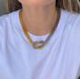 Imagem de Colar Corrente Elo Duplo Grossa elos 6mm com Nó Folheado Ouro Dourado com Prata Luxo Acessórios feminina