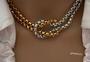 Imagem de Colar Corrente Elo Duplo Grossa elos 6mm com Nó Folheado Ouro Dourado com Prata Luxo Acessórios feminina