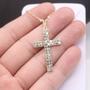 Imagem de Colar Corrente Feminino Gargantilha  cruz crucifixo COM Pedrinha Zircônia strass brilha cravejado