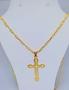 Imagem de Colar Corrente Masculino Elos grande Folheado Ouro 18K Dourado Pingente Cruz Crucifixo Vazado 70cm