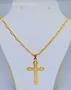 Imagem de Colar Corrente Masculino Elos grande Folheado Ouro 18K Dourado Pingente Cruz Crucifixo Vazado 70cm