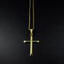 Imagem de Colar Corrente Veneziana 45cm Cordão 1mm com Pingente Crucifixo Ouro 18K Masculino Colar Dourado