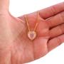 Imagem de Colar Correntinha Feminina Banhada a Ouro 18 k Pingente Coração Cristal Rosa Zircônias Cravejadas