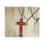 Imagem de Colar Crucifix Cross Pendant Titanium Steel com tinta de madeira