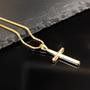 Imagem de Colar crucifixo dourado banhado a ouro/ joia masculina não oxida/ Corrente dourada elo português