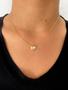 Imagem de Colar de Coração escrito Mãe com 3 micro pontos de zirconias banhado em ouro 18k cordão