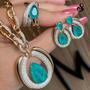 Imagem de Colar e Anel Conjunto Luxo Cravejado com Micro Zircônias Premium com Pedra Fusion